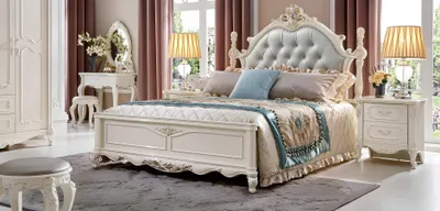 Immagine prodotto di Camera da letto classica letto 2x comodino mobili letto 3 pezzi in vero legno