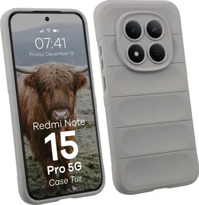 Produktbild von Robuste Handyhülle für Xiaomi Redmi Note 15 Pro 5G, Bizon Case Tur, Hellgrau