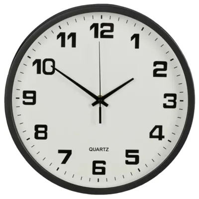 Wandklok 25 cm, schwarz, leise, Quarzuhr mit Sekundenzeiger