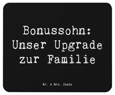 Produktbild von Mr. & Mrs. Panda Mousepad Spruch Bonussohn Wertschätzung - Schwarz - Geschenk, Familienmitglieder, herzerwärmende Sprüche, mauspad pc, mausunterlage, Mouse Pad, Stiefsohn