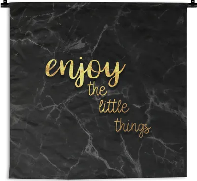 Produktbild von MuchoWow® Wandteppich Wandbehang Zitate - Sprichwörter - Gold - Marmor 150x150 cm Tapisserie Dekoration Wandtuch - Wohnaccessoires - Modernes