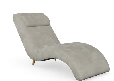 Produktbild von Harris Relaxliege, Massivholzkonstruktion, skandinavischer Stil, Hohe Beine aus Eichenholz, gewachst, Chenille-Stoff Boston Light Grey