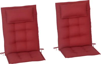 Produktbild von Outsunny 2er Set Auflage für Sonnenliege Wasserabweisend Liegenauflage Weinrot