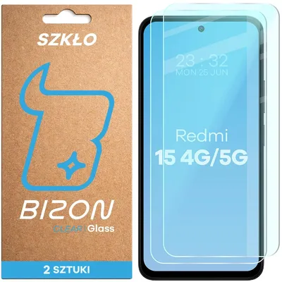 Produktbild von 2x Gehärtetes Glas für Xiaomi Redmi 15 4G / 5G, Bizon Glass Clear Duo