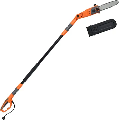 Produktbild von Elektro Hochentaster, Profi-Astsaege Motorkopf mit 60°Neigung, Elektro Teleskop Saege 212-286cm, Alu-Kettensaege werkzeuglose Installation, Alu-Heckenschere, Orange