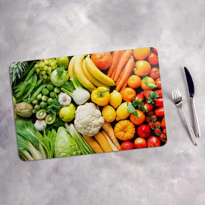 Produktbild von Tischset 6x45x30 cm + 6x10fi cm Platzset Tischmatte Platzmatte Untersetzer - Gemüse Farbige