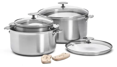 Zdjęcie produktu dla de Buyer 3661.03 LOQY 3 ks rendlíků 16/20/24 cm 1 ks odnímatelná ouška objem 13/25/41 L nerez