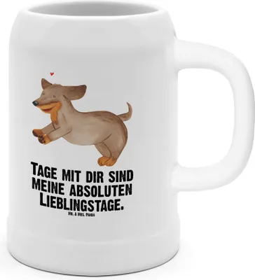 Produktbild von Mr. & Mrs. Panda Krug Hund Dackel - Weiß - Geschenk, Tonkrug, Sprüche, Herz, Dachshund, Bier Humpen, Seidel, Steinkrug