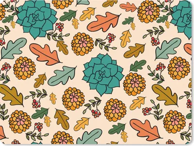 Produktbild von MuchoWow® Mauspad Mousepad Herbst - Blumen - Muster 23x19 cm - Mousepads - Maus Mat - Pad - Mausunterlage - Schreibtischunterlage - Mauspad