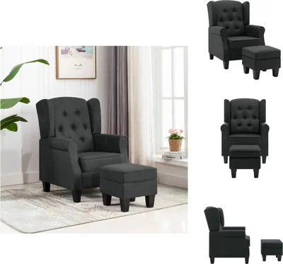 Image de vidaXL Fauteuil avec repose-pieds Tissu gris foncé - Fauteuil