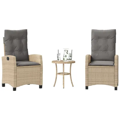 Produktbild von vidaXL 3-tlg. Bistro-Set mit Kissen Beigemischung Poly Rattan