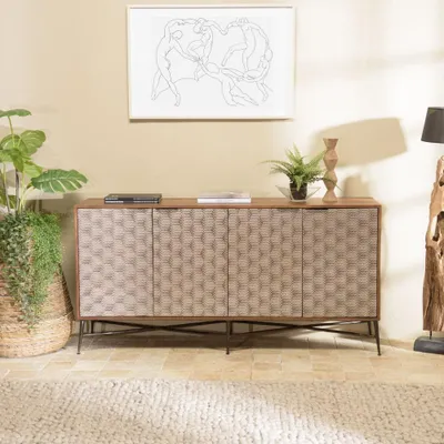 Produktbild von ALIX – Sideboard aus Mangoholz mit 4 Türen und Mustermotiven