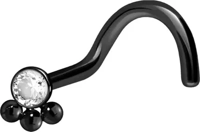 Produktbild von Nasenpiercing, Nasenstecker Titan Nasenstecker Spirale KRISTALL + 3 KUGELN