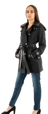 Produktbild von Morgan Damen-Trenchcoat mit Kapuze, 242-GZIMA, Schwarz, Größe 36