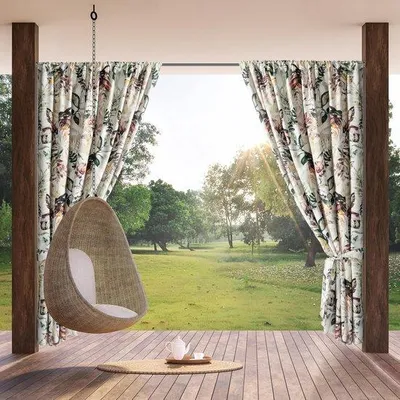 Produktbild von Famanu Gartenvorhang 155 x 200 cm - Wasserabweisend mit Blumenmuster