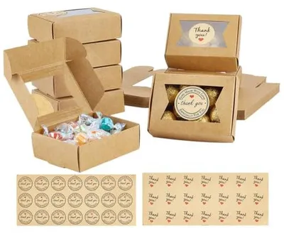 Produktbild von Geschenkboxen mit Fenster - 42 Stück - Kraftpapier - TH-PHECE5-01-EU
