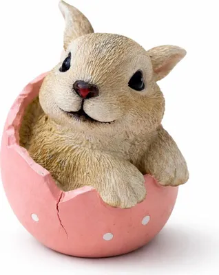 Produktbild von Osterdeko Hase im Ei aus Kunstharz – Dekofigur Rosa, 10 cm