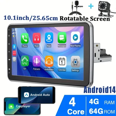 Imagen del producto de Radio para coche – Sistema multimedia con pantalla giratoria de 10,1 pulgadas, cámara y conexión inalámbrica