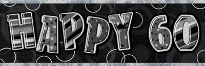 Produktbild von Unique Party - Fahne, Folie, 60. Geburtstag SG37536 (Einheitsgröße) (Schwarz/Silber)