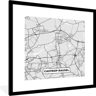 Produktbild von MuchoWow® Gerahmtes Poster Karte - Stadtplan - Deutschland - Castrop-Rauxel - Karte 40x40 cm - Poster mit Schwarzem Bilderrahmen Wandposter Rahmen Foto Bilder - Poster - Plakat im Rahmen
