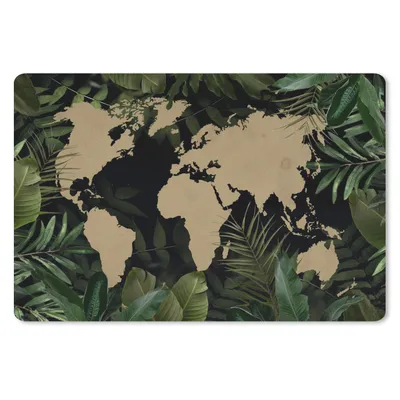 Produktbild von MuchoWow® Schreibtischunterlage Weltkarte - Blätter - Braun 60x40 cm - XXL Mauspad - Großes Mauspad