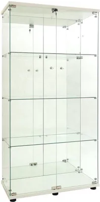 Immagine prodotto di Mobiletto espositivo in vetro per soggiorno, alto 166 cm, con 4 ripiani e illuminazione LED d'atmosfera