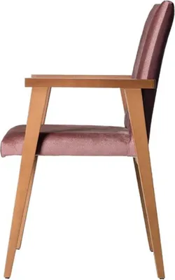 Immagine prodotto di Sedia di design con braccioli Sedie imbottite per sala da pranzo Legno massiccio Legno tessile Nuovo
