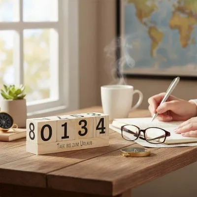 Produktbild von Adventskalender – Holzkubus – Schwangerschaftskalender – Kompakt – Handgefertigt – 365-Tage-Zählkalender