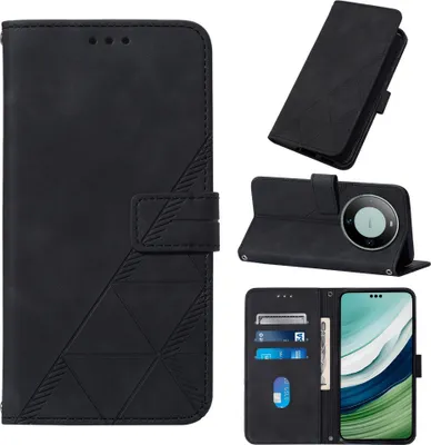 Obrázek produktu pro Flipové kožené pouzdro pro Huawei Mate 60 Pro peněženkový design pouzdro s embosováním, držákem karet a stojánkem černé