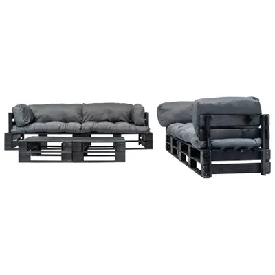 Produktbild von vidaXL 6-tlg. Garten-Lounge-Set aus Paletten mit Grauen Kissen Holz