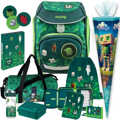 Produktbild von Schulranzen Jungen 1.Klasse Playworld Sherpy Schulranzen-Set Oxybag 10tlg. mit Sporttasche Brotdose Trinkflasche Brustbeutel Heftbox Schultüte
