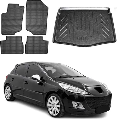 Image de Tapis & bac de coffre Set pour Peugeot 207 break 2006-2012 Caoutchouc noir 5x