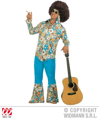 Produktbild von Hippy - Hippie Kostüm für Männer Gr. XXL - Samtlook 70er Jahre XXL