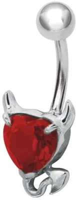 Immagine prodotto di Piercing all'ombelico in acciaio Karisma con set di pietre di zirconio Cuore del diavolo BBZX-01.red