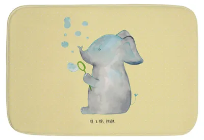 Produktbild von Mr. & Mrs. Panda Badteppich Elefant Seifenblasen - Gelb Pastell - Geschenk, Badematte, Liebe, Liebesspruch, Badvorleger, Elefanten, Gute Laune, Duschvorleger, duschmatte