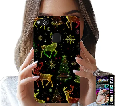Produktbild von Hülle Für Huawei P9 Lite 2016 - Rentier, Schneeflocke, Weihnachtsbaum + Folie