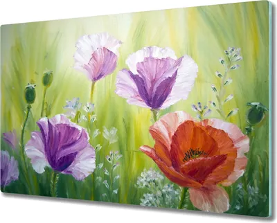 Produktbild von Coloray Küchenbrett Kochplattenabdeckung Hackbrett Schneidebrett Herdabdeckplatte 80x52 cm - Pflanzen Blumen