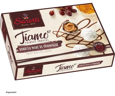 Produktbild von Sarotti Tiamo Feinste Trüffel Dunkler Marc de Champagne 125g