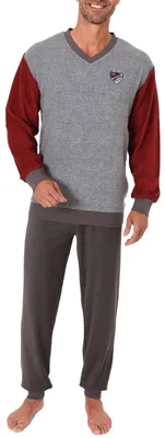 Produktbild von Lässiger Herren Frottee Schlafanzug langarm Pyjama mit Bündchen  - 291 101 13 575 ; rot , 56