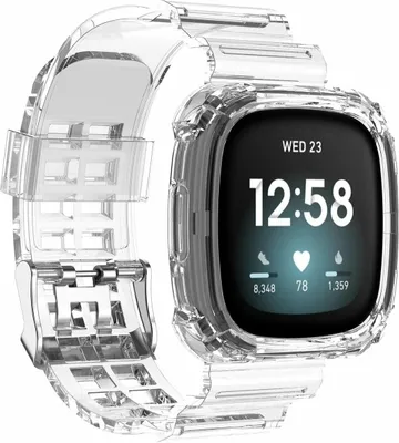Produktbild von Strap-it Fitbit Versa 3 Kristallarmband mit Rahmen (Transparent)