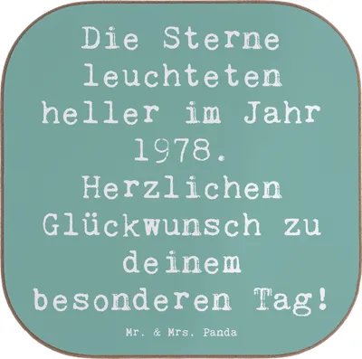 Produktbild von Mr. & Mrs. Panda Untersetzer für Gläser Spruch 1978 Geburtstag - Meeresbrise - Geschenk, Tischuntersetzer, Happy Birthday, Coaster, gläseruntersetzer, Tassenuntersetzer
