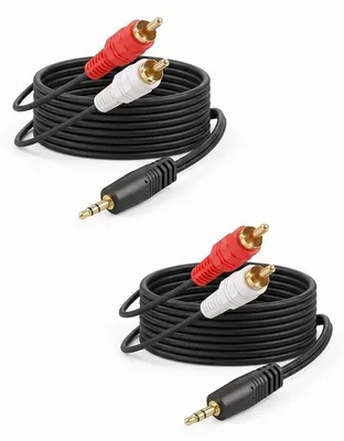Zdjęcie produktu dla Kabel audio 3,5 mm do 2 x cinch, 5 m, z pozłacanym wtykiem 3,5 mm Aux do kabla stereo 2 x cinch, kabel Y do smartfona