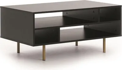 Zdjęcie produktu dla BETTSO Ława do salonu 100cm BIANCO Czarna na złotych nogach