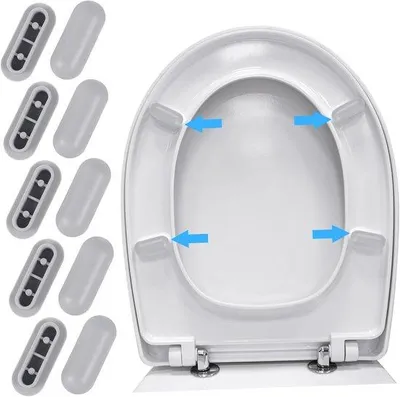 Produktbild von Toilettensitz Puffer - Universal Ersatzpuffer Set fš¹r WC-Sitz - Toilettendeckel D?mpfer Pads - Anti-Rutsch Gummipuffer - Ger?uschd?mmung Sto?schutz - 10 Stš¹ck - Grau