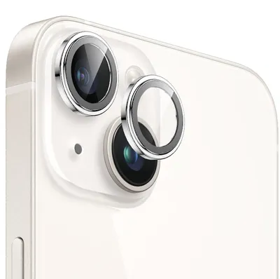 Produktbild von Für Apple iPhone 15 / 15 Plus Schutzglas Kamera Linse Hart Glas H9 Silber