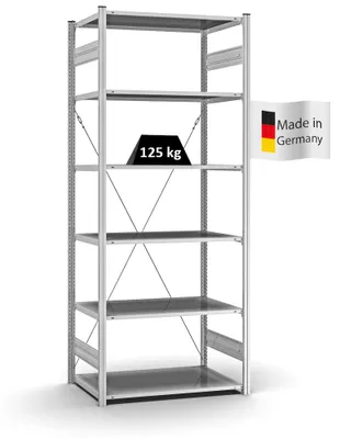 Produktbild von PROREGAL Profi-Lagerregal Stecksystem MAGNUS Germany | HxBxT 250x100x60cm | Fachlast 125kg | Verzinkt
