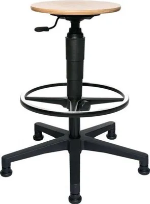 Immagine prodotto di Topstar - Sgabello Top Tec 60, con anello cromato per i piedi, con stabilizzatori, legno
