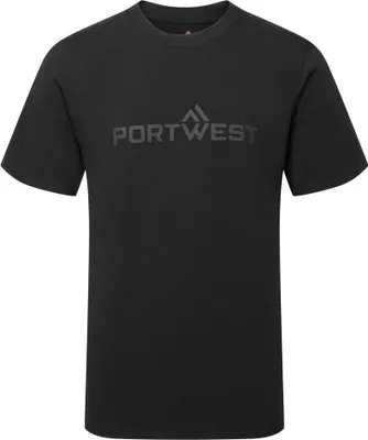 Produktbild von T-Shirt aus Baumwolle Portwest Kurzarm - Größe S - Schwarz - Portwest