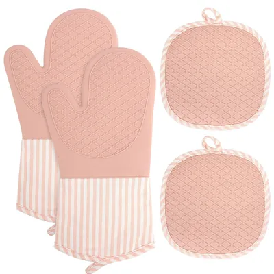 Produktbild von Set mit 4 hitzebeständigen Ofenhandschuhen aus Silikon