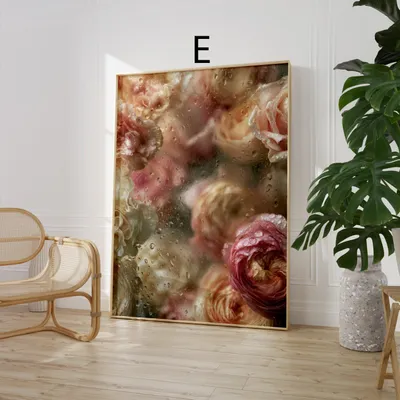 Produktbild von Poster Blumen · Geschenkidee · Blumen hinter Glas mit Wassertropfen Poster Ästhetische Fotografie Prints · Dekoprint ohne Rahmen · Motiv E · 80 × 120 cm